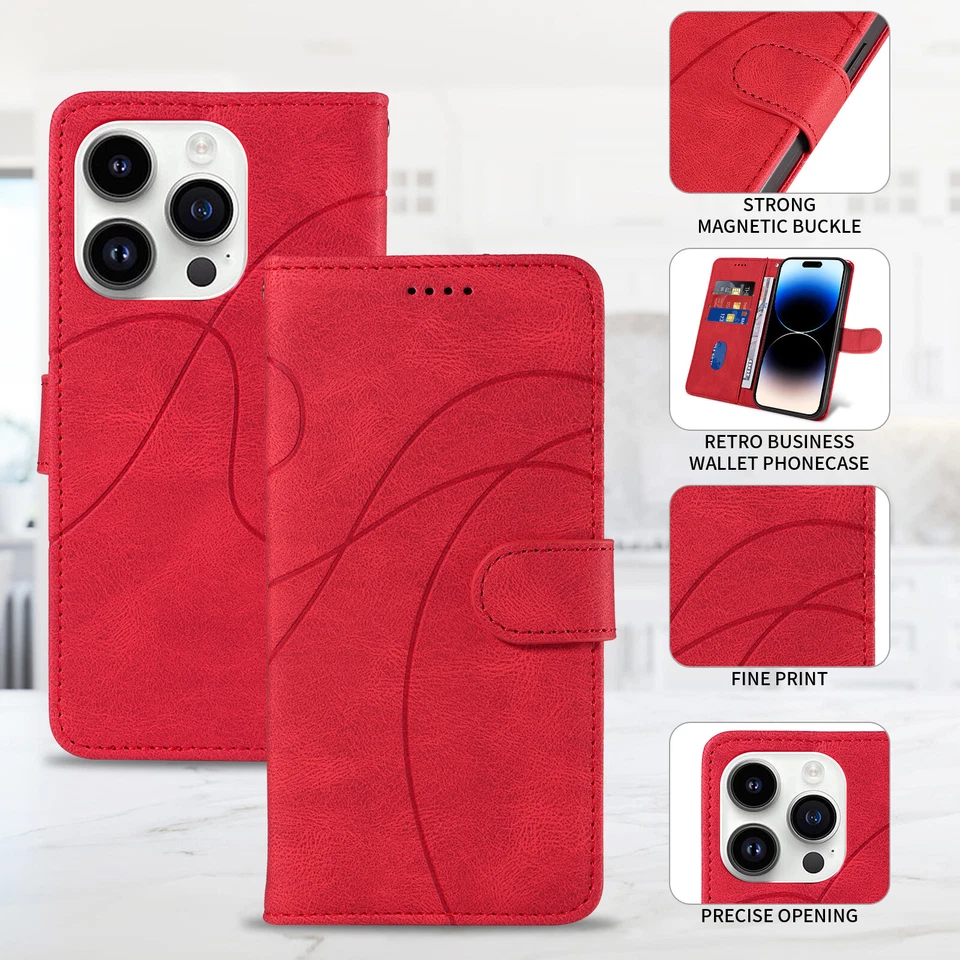 Nueva Cartera Abatible Línea Curvada Patente Cuero PU Estuche Cubierta Carcasa Para Varios Modelos Foto 2 de 4