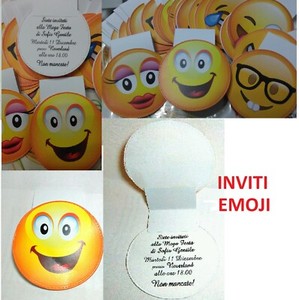 Dettagli Su Emoticon Smile Inviti Compleanno Emoji 18 Anni Unisex Rotondi