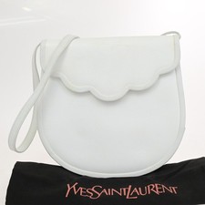 YVES SAINT LAURENT YSL Shoulder Bag Leather White GHW 67CB052