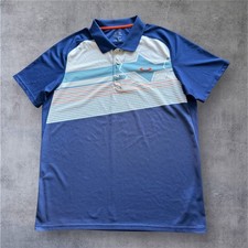 Oakley Golf Polo Shirt Men L Aero Hydrolix Blue Striped Short Sleeve Performance