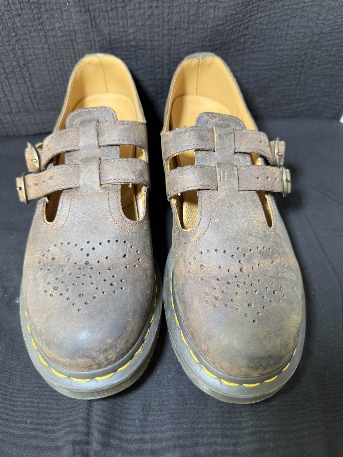 Dr Martens 8065 Womens Brown Leather Mary Jane Double Strap Sz 9 See pics No Box
