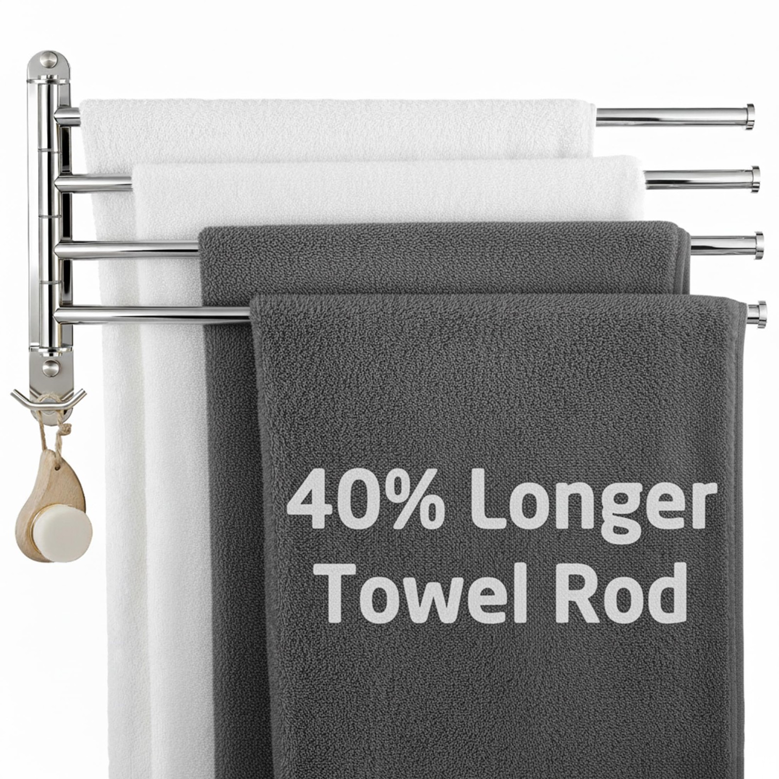 Rack 4-arm Wall Mounted Towel Bar 19.5" Stainless Steel Rust