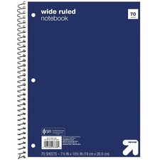 Up up  Wide Ruled 1 Subject Spiral Notebook Blue 70 Pages 3 Hole Punched