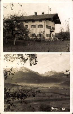 Postcard Bergen in Chiemgau Upper Bavaria, house with balcony, mountains in... - 4951012