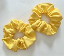 Pack Of 2 Handmade Cotton Medium Hair Scrunchies. Yellow
