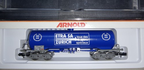 Arnold 4378  4-achsiger Kesselwagen "ETRA SA Zürich " ; blau der SBB in OVP; N | Zustand: Neu