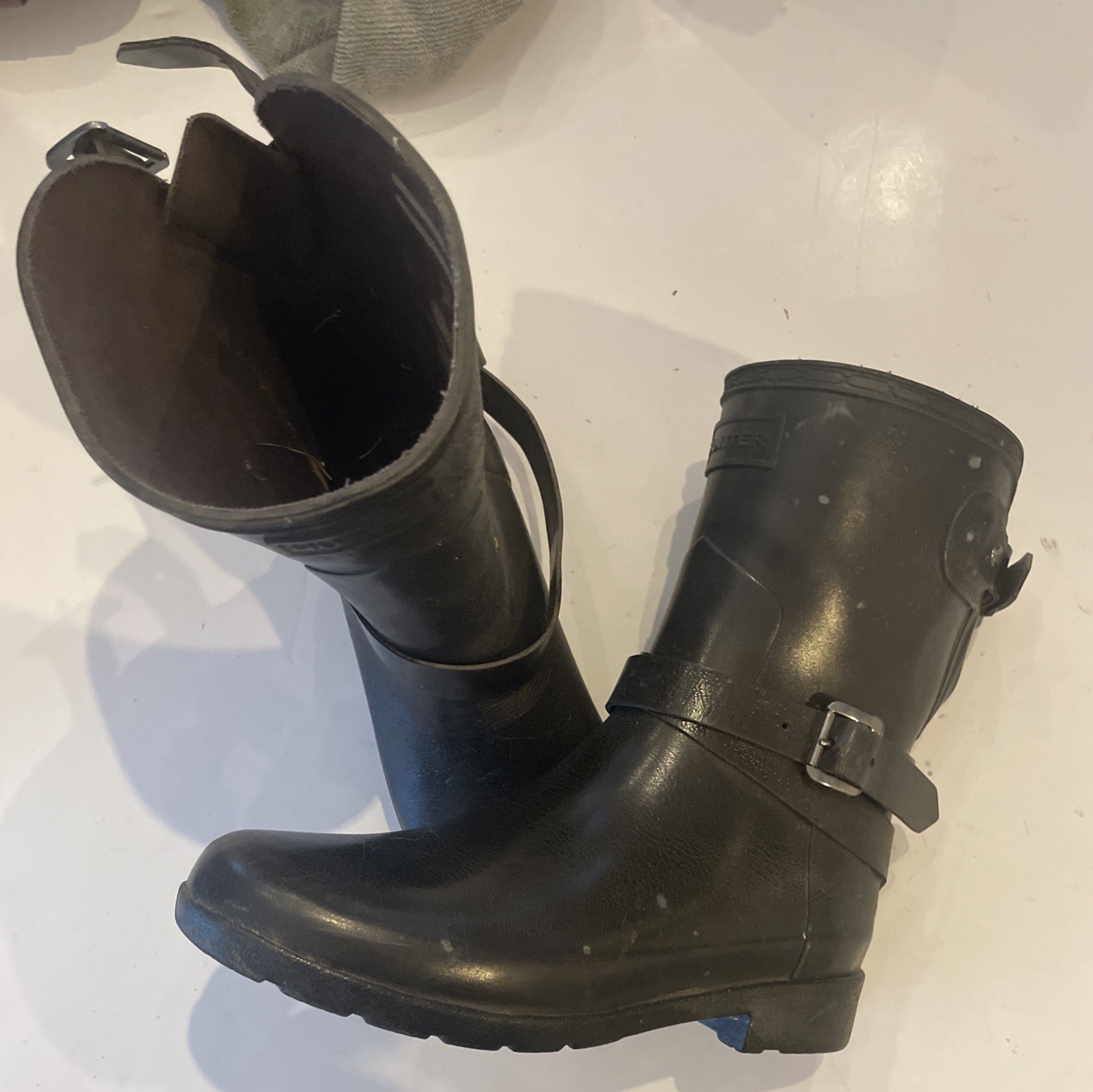 Hunter Womens Boots Refined Back Adjustable Ankle Strap Ankle Buckle Rubber Sz 7 image 4