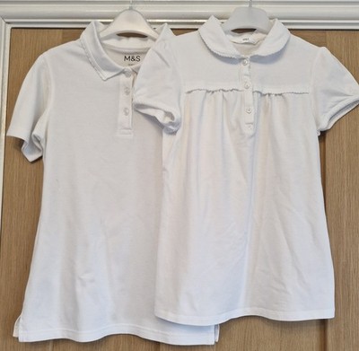Weiße Schul-Poloshirts Mädchen M&S 11/12 Jahre