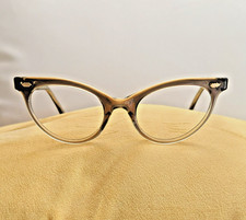 Vintage Retro '50s '60s Gold Brown Gradient Plastic Liberty Cat Eye Glasses