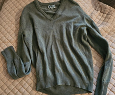 Maglione vintage Ballantyne 100% lana di agnello made in Scotland scollo a V verde 44