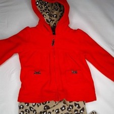 Carter's Girl's 3 Piece Set Fleece Jacket Bodysuit Leggings Size 6M Animal Print
