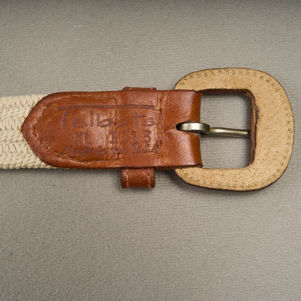Vintage Talbots Belt Womens XL Beige Woven Stretch Leather Covered Buckle USA - Image 4 of 4