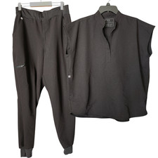 FIGS Womens Medium Black Rafaela Oversized Top Scrub Pants Joggers Pockets