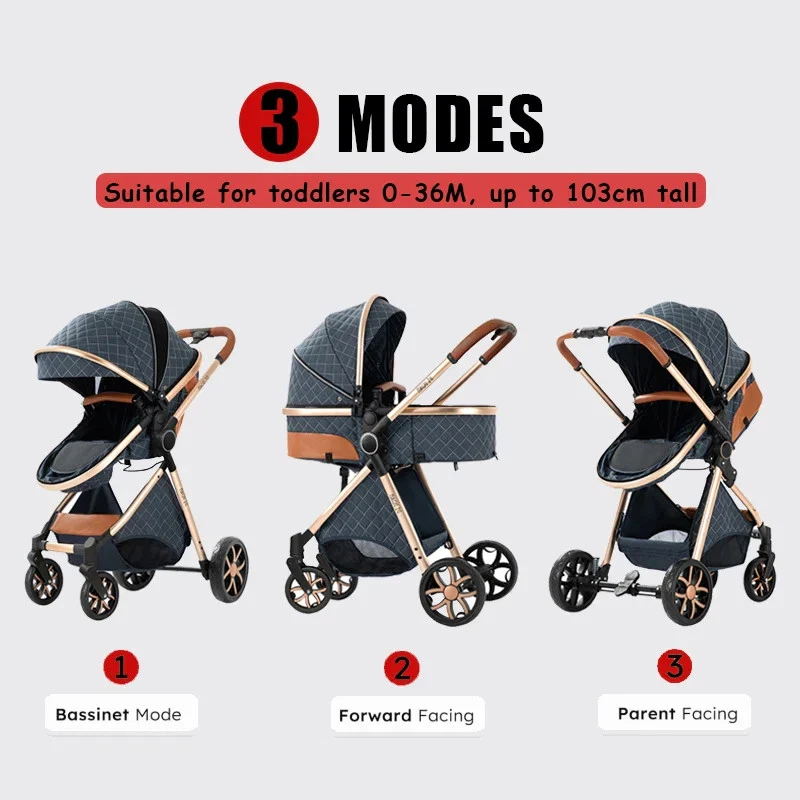 Baby Stroller 3‑In‑1 Travel System Pushchair Lightweight Pram from Birth - Immagine 4 di 4