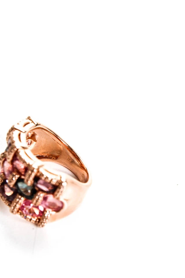 Anillo llamativo de espinela topacio enchapado en oro rosa de plata esterlina Rarities para mujer Foto 4 de 4