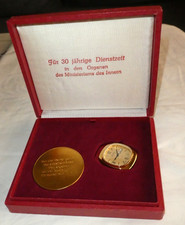 TOP DDR GUB GLASHÜTTE HERRENUHR SPEZICHRON 22 RUBIS 30 JHARE MDI + MEDAILLE ETUI