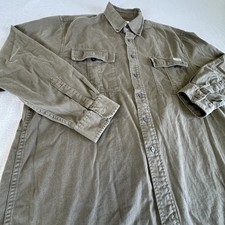 Calvin Klein Jeans Men's Large Olive 100 Cotton Long Sleeve Button Down Shirt