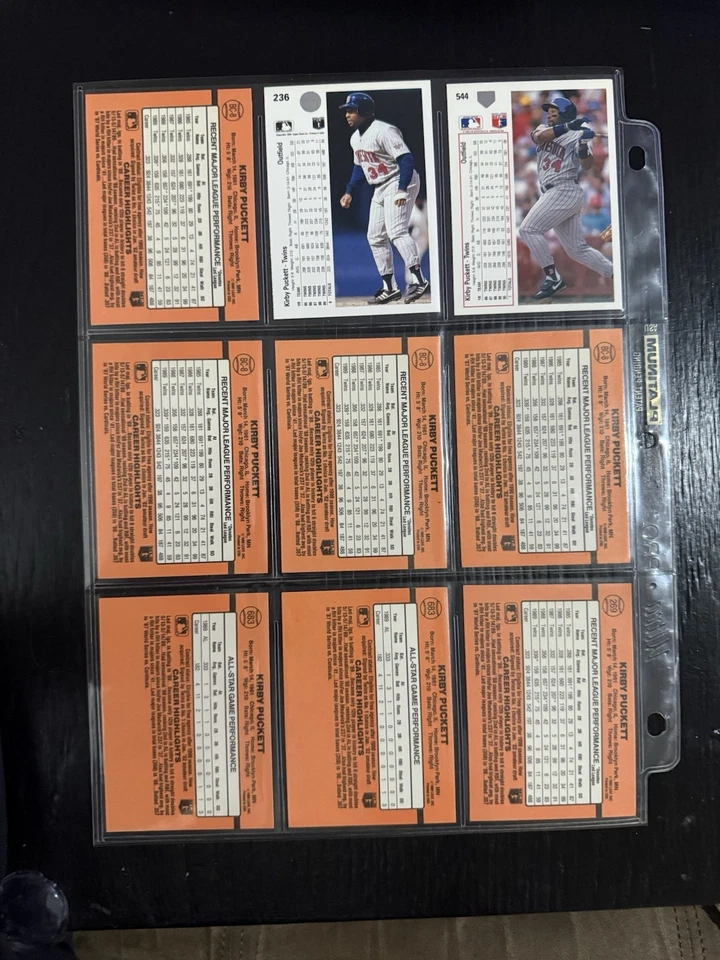 Лот из 63 карт Kirby Puckett Twins Topps Fleer Donruss Upper Deck HOF All-Star MVP - Изображение 2 из 4