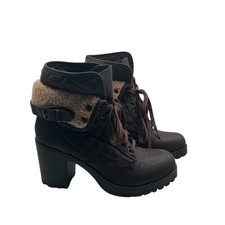 Brown Lace-Up Ankle Boots