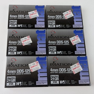 Imation 4mm DDS-125 24GB Data Tapes Lot of 6 - New and Sealed