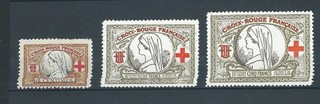 FRANKREICH 3 Vignetten Rotes Kreuz Krankenschwestern rotes Kreuz DELANDRE herausgegeben ww1 1916