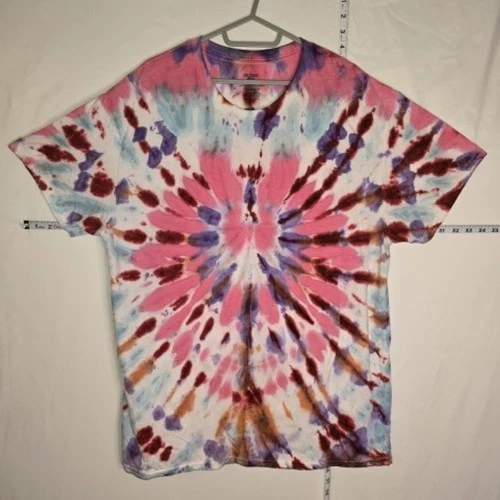 Tie Dye T Shirt, Blue Pink Orange Black Burst, Men's XL 5B