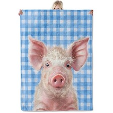 Cute Farm Pig Blanket 50 60 Inch, Lightweight Flannel Throw with Adorable Ani...