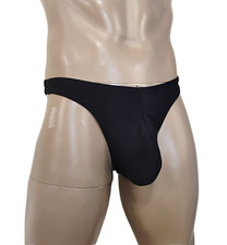 Mens Thong T-Back Big Pouch Asphalt Black Nylon/Spandex Medium Made in USA