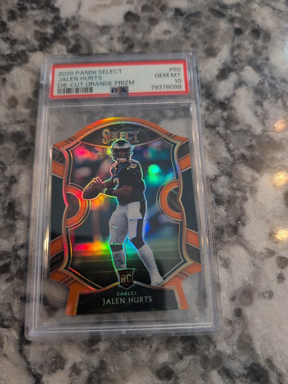 Jalen Hurts 2020 Select Die Cut Orange Concourse #50 Rookie Rc Card PSA 10