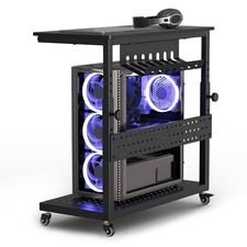 Computer Tower Stand PC Stand Mobile Rolling CPU Holder Cart 11 Level Height