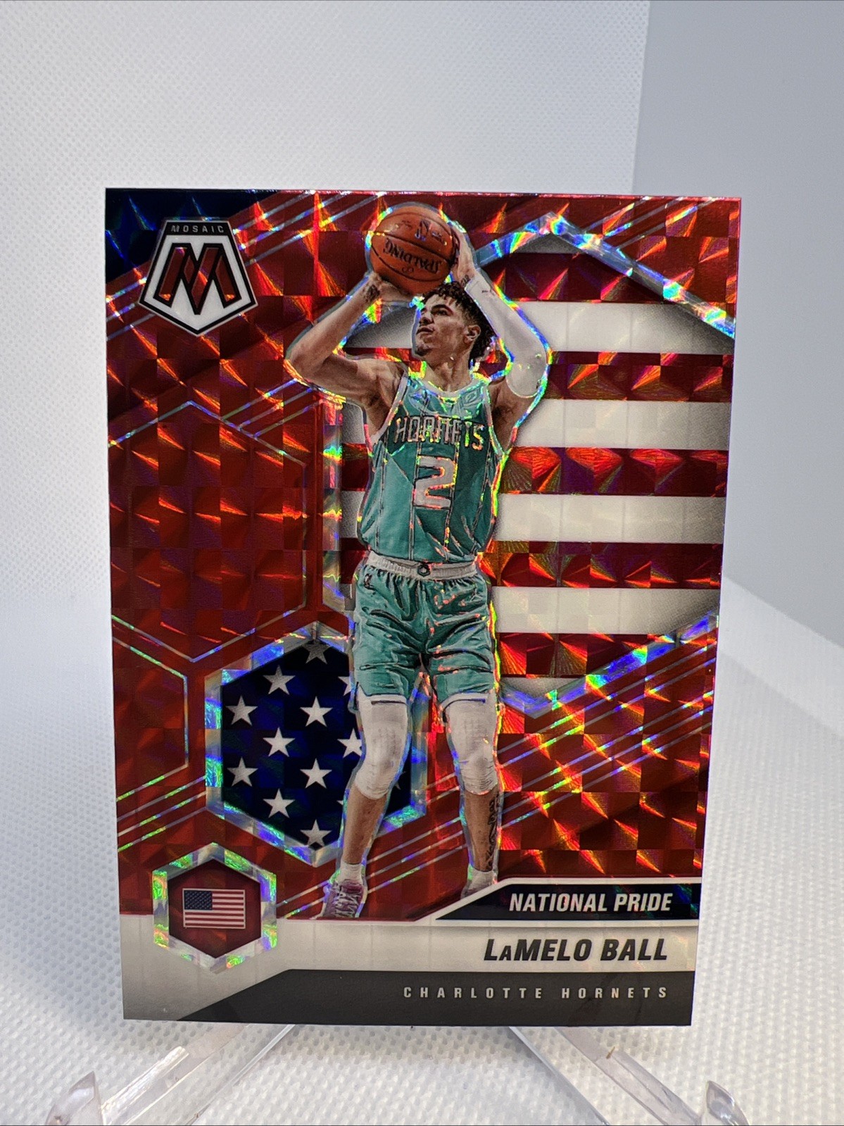 2020-21 Panini Mosaic - National Pride LaMelo Ball #257 Reactive Red Prizm (RC)