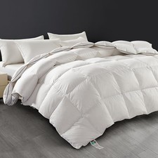 Feather Down Comforter Queen Size, All Season Duvet Queen 90"x90" White