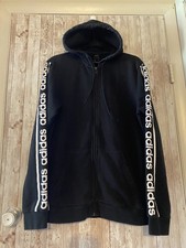Adidas black Hoodie women's medium logo sleeves zip up sweater