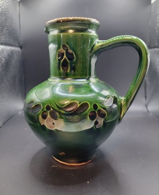 Vintage Kossinger Germany Small Green Glazed Pottery Pitcher