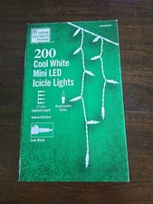 HOME ACCENT 200 Cool White Mini LED Icicle Lights, White Wire, 17.5 ft.