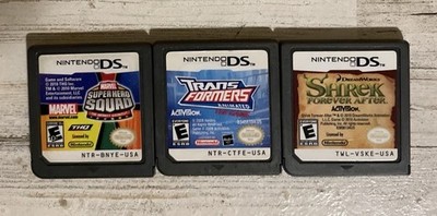 Nintendo DS Games Lot Of 3 - Transformers Shrek Marvel Super Hero Squad