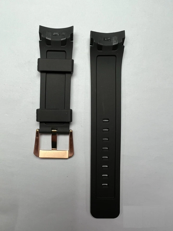 Correa de reloj Bulova para hombre correa de goma negra hebilla dorada correa de repuesto Foto 2 de 2