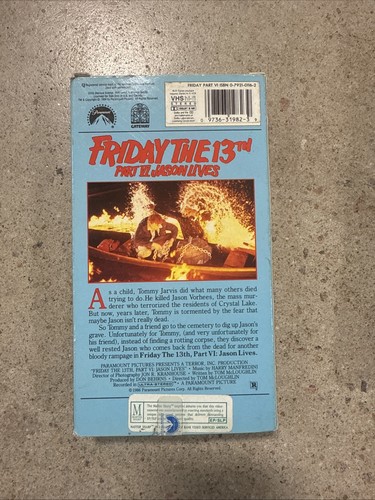 Friday The 13th Part 6 Jason Lives VHS Horror Movie - Imagen 7 de 8