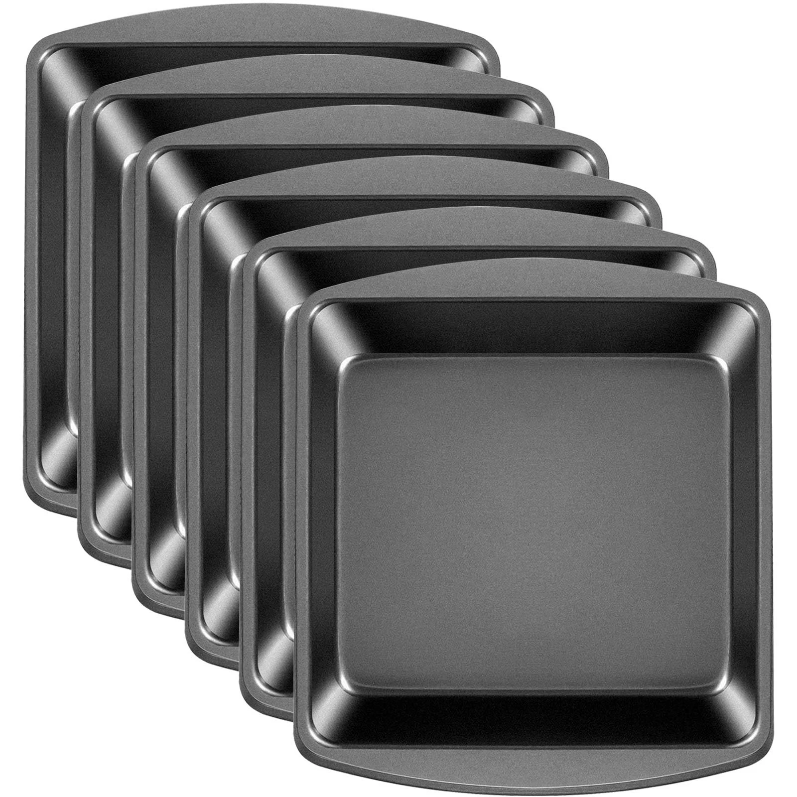 6 Pack 9 x 9 Inch Square Cake Pan Bulk Nonstick Stainless Steel Baking Oven P...