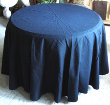 Heavy Navy Blue Round Cotton Table Cloth 90"