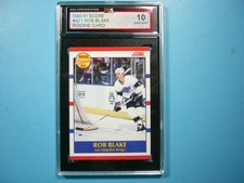 1990/91 SCORE NHL HOCKEY CARD #421 ROB BLAKE ROOKIE RC KSA 10 GEM MINT SHARP+. rookie card picture