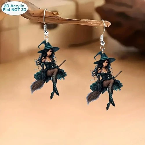 Halloween Witch Earrings Elegant and Sexy Cartoon Magician Earrings - Picture 5 of 7