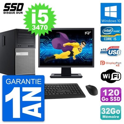 PC tour DELL 9010 Bildschirm 19 '' Intel i5-3470 RAM 32Go SSD 120Go Windows 10