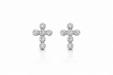 gold cross 14k earrings yellow or white cz stud white cubic zirconia solid