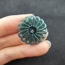 Certified Blue Green Natural Type A  Jadeite Carved Circle Knotted 发财扣 Pendant