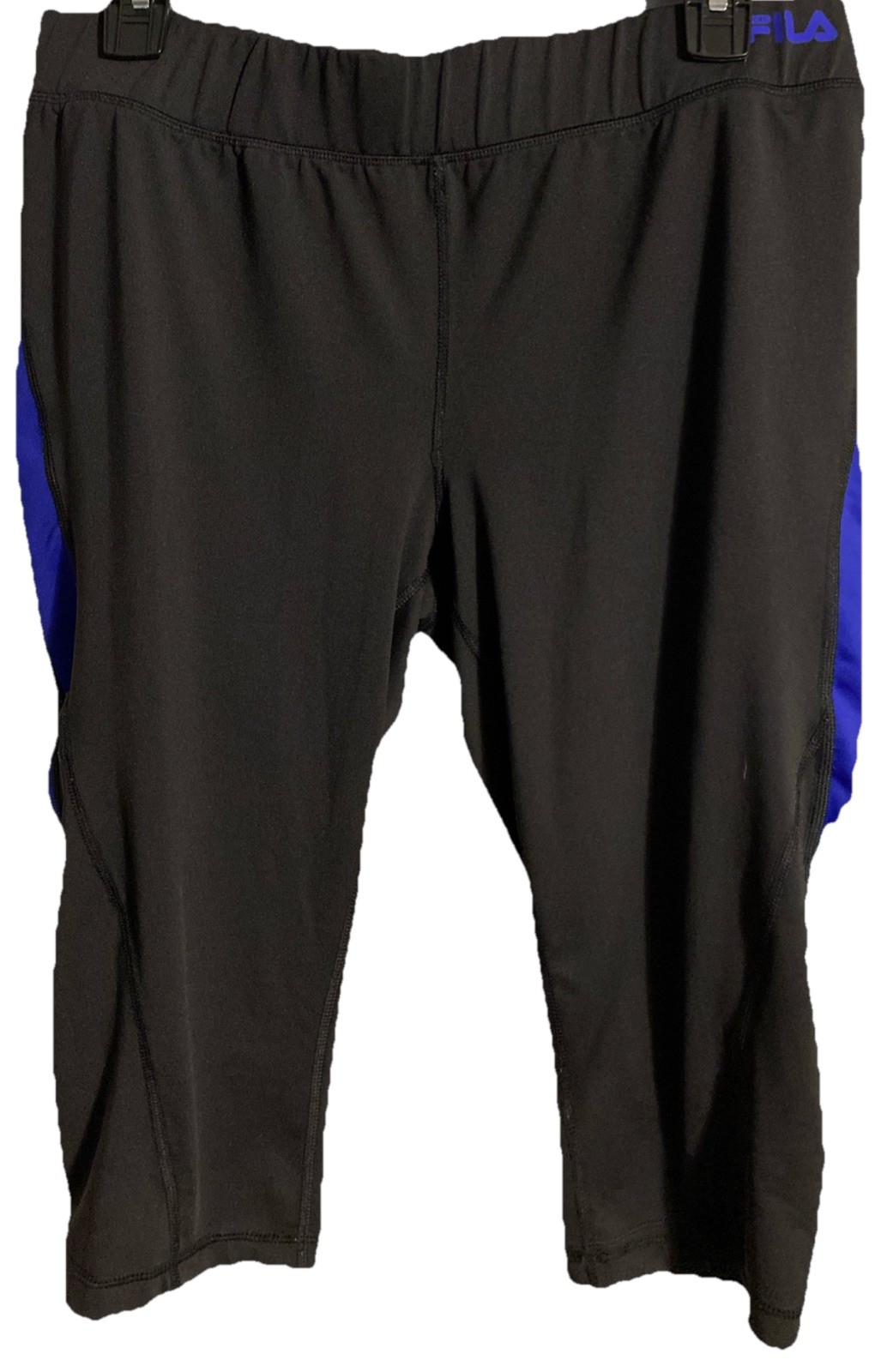 FILASport Leggings Capri Nero WMNS Taglia L Blu Bordo Logo Grafica Elastico Vita