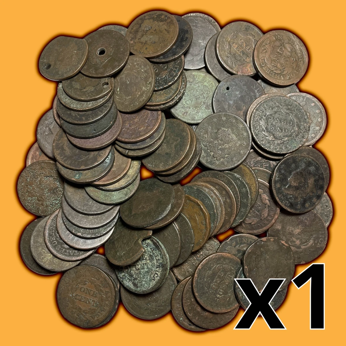 Uncertified 1857 Year Braided Hair Large Cents (1839-1857) for