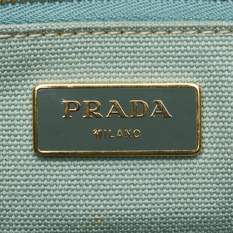 Prada Canapa Handbag Tote Bag Mint Green Canvas Ladies PRADA Used from japan thumbnail 8