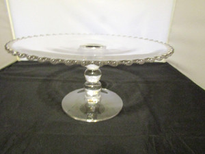 Vintage Elegant Imperial Clear Glass "Candlewick" Round Cake Stand 11" x 5 1/4"