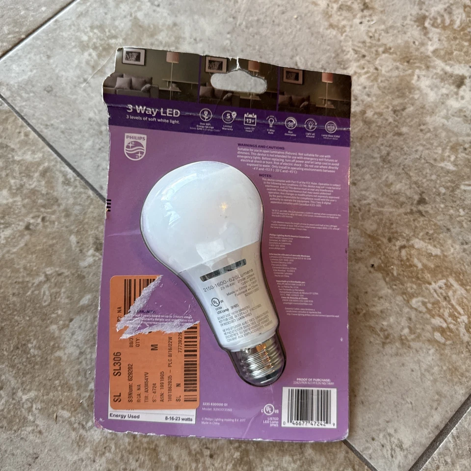 Philips 50/100/150W Equivalent Soft White A21 Medium 3-Way LED Light Bulb - Image 2 of 2